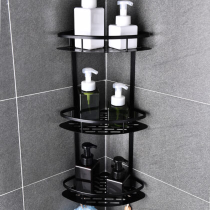 Bathroom Corner 3-Tier Black Shelf Shower Storage Rack